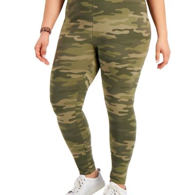 MSRP $18 Style & Co Plus Size Camo-Print Leggings Green Size 0X